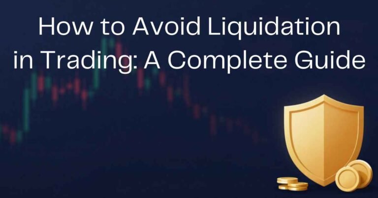 Trading-themed thumbnail showing a blurred candlestick chart, a gold shield with coins, and the text "How to Avoid Liquidation in Trading: A Complete Guide."